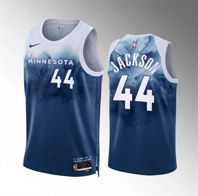 Mens Minnesota Timberwolves #44 Justin Jackson Blue 2023-24 City Edition Stitched Jersey Dzhi->->NBA Jersey